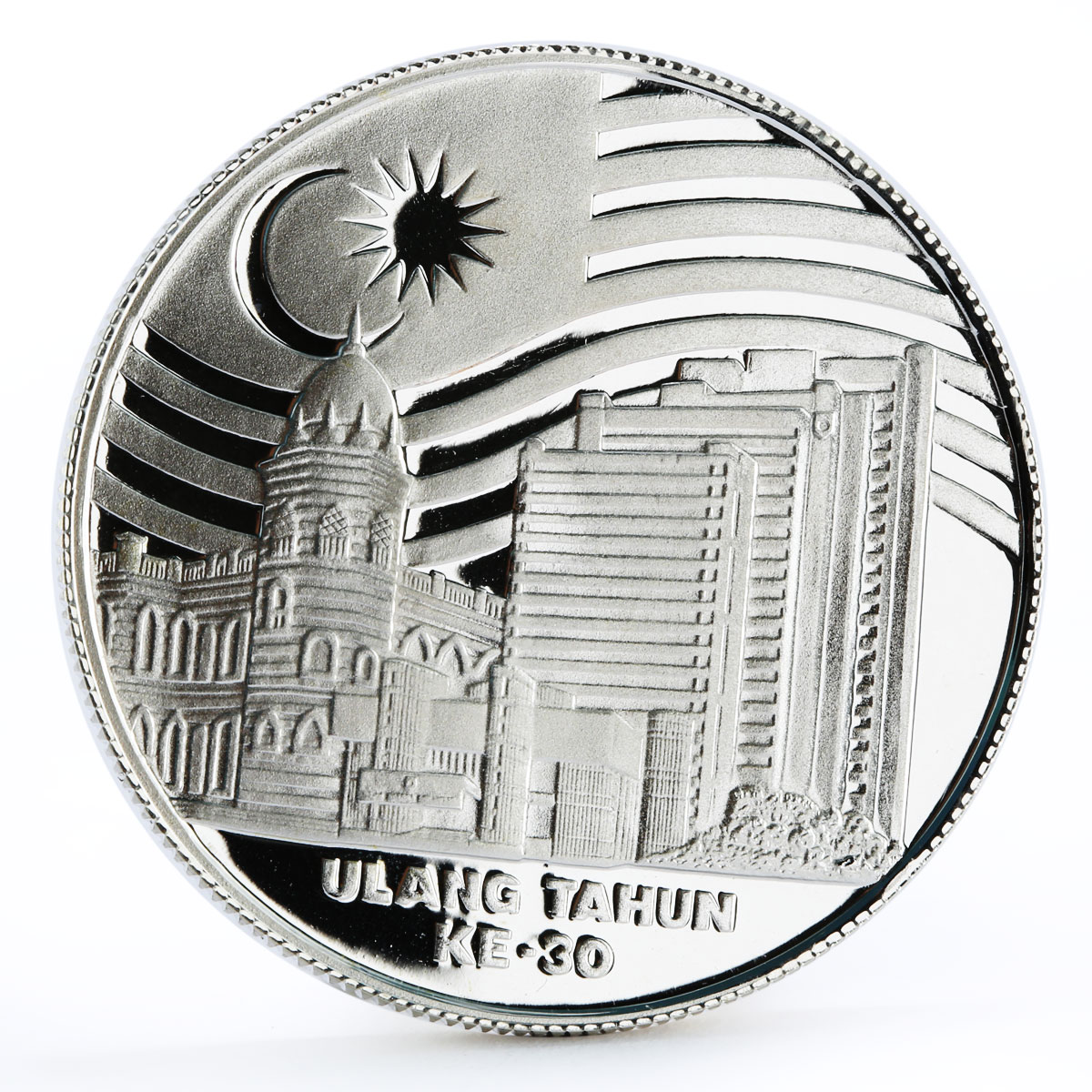 Malaysia 30 ringgit 30th Anniversary of Central Bank proof silver coin 1989