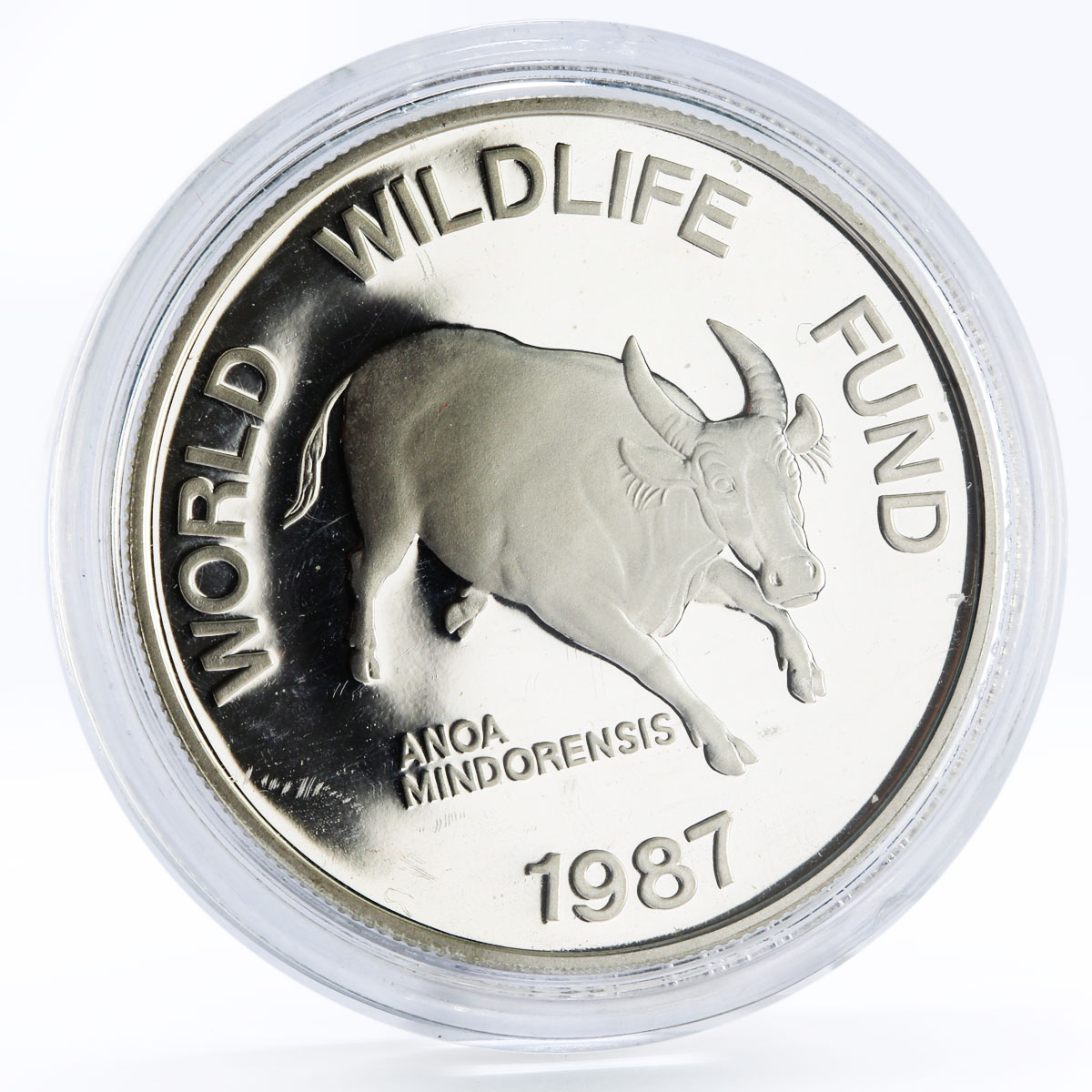 Philippines 200 piso WWF series Mindoro Buffalo proof silver coin 1987