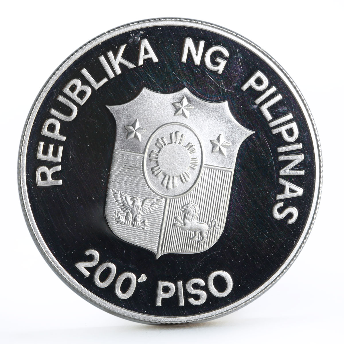Philippines 200 piso WWF series Mindoro Buffalo proof silver coin 1987