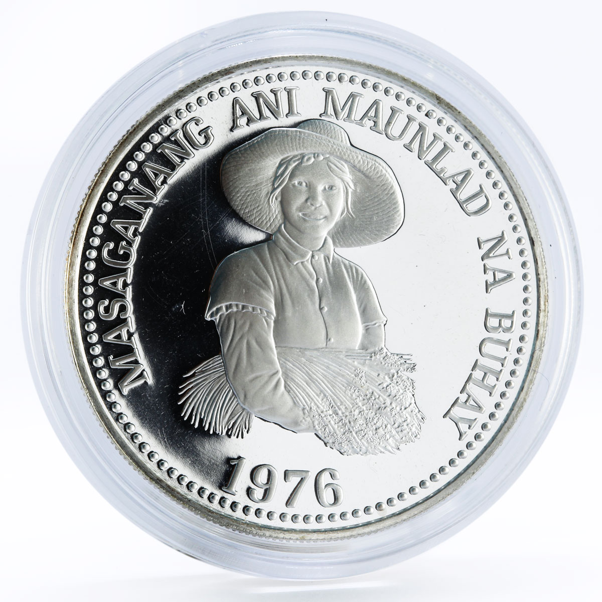Philippines 25 piso Woman Holding Grain proof silver coin 1976