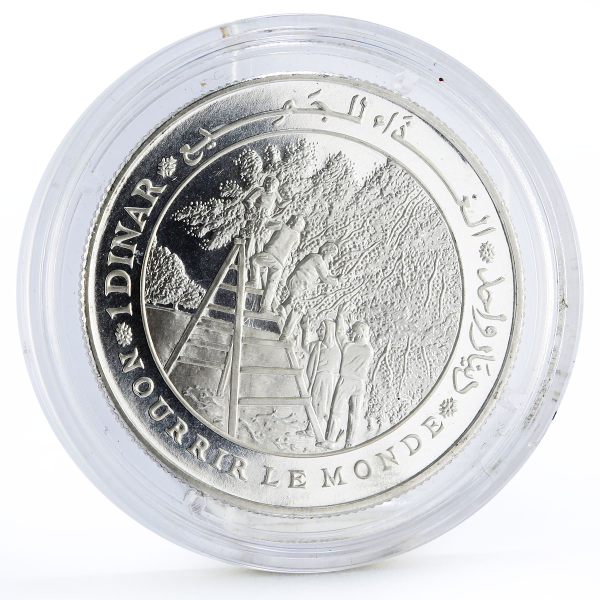 Tunisia 1 dinar FAO Orchard Workers Apple Tree proof silver coin 1995