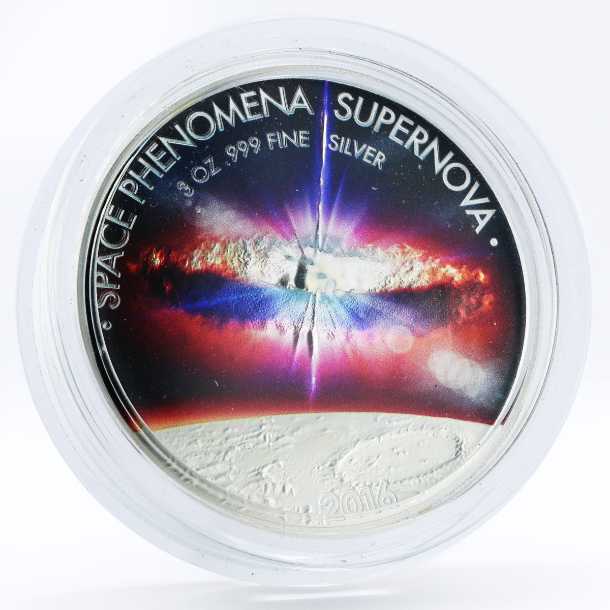 Benin 1500 francs Space Phenomena Supernova Star colored silver coin 2016