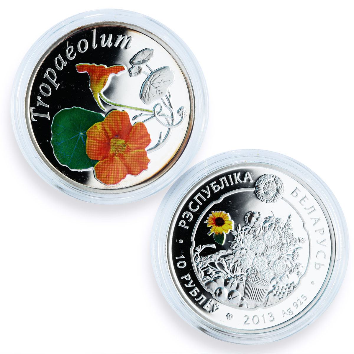 Belarus set of 10 coins Under the Charm of Flowers colored silver coins 2013