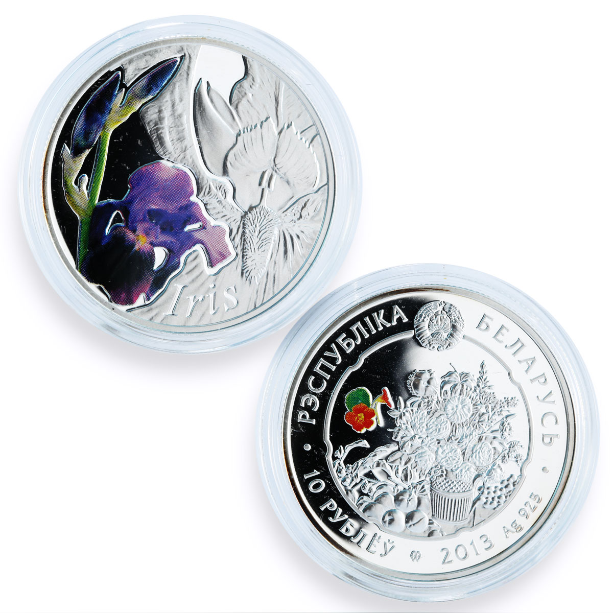 Belarus set of 10 coins Under the Charm of Flowers colored silver coins 2013