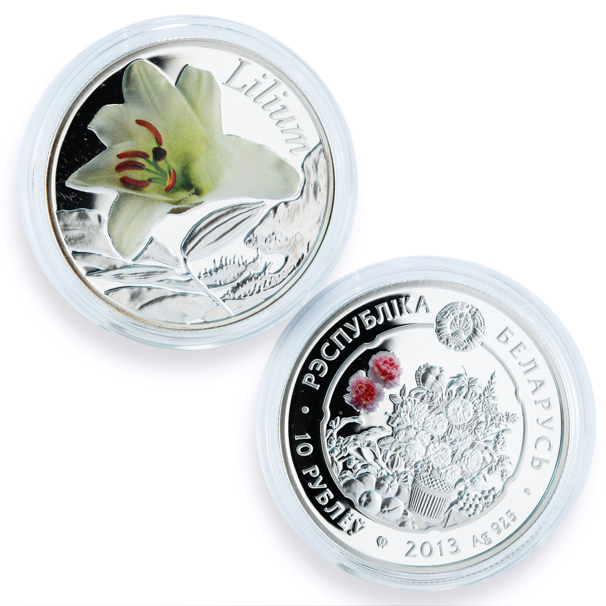 Belarus set of 10 coins Under the Charm of Flowers colored silver coins 2013