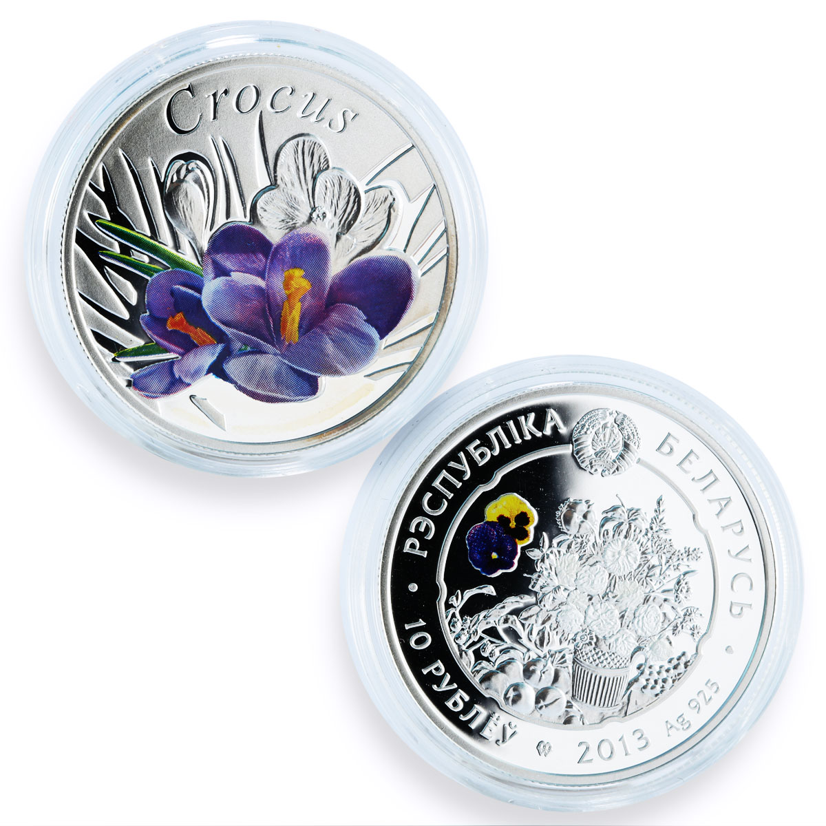 Belarus set of 10 coins Under the Charm of Flowers colored silver coins 2013