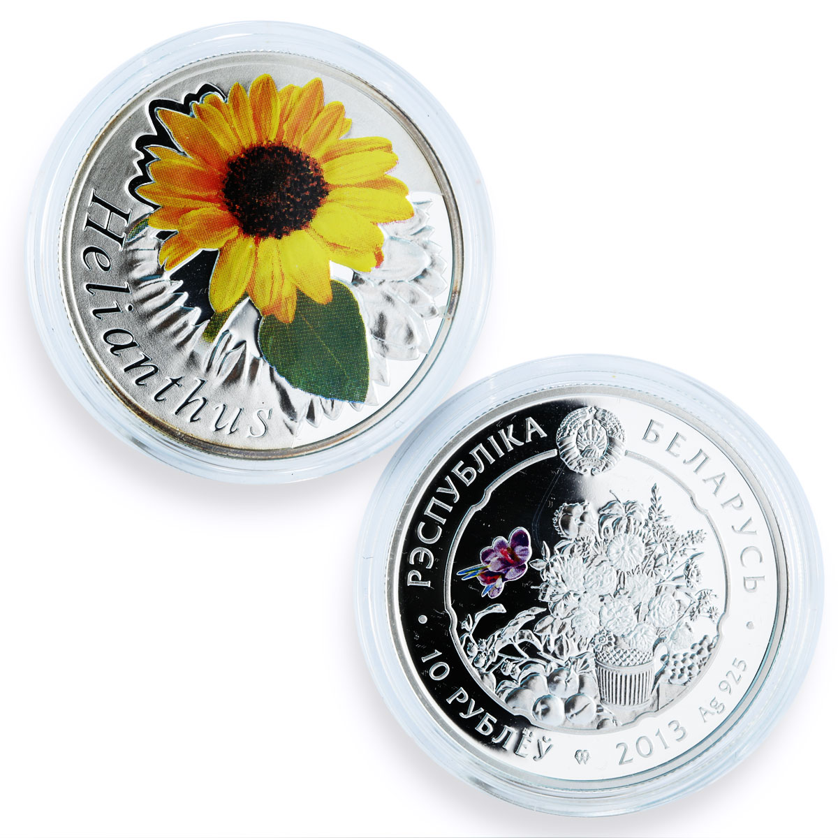 Belarus set of 10 coins Under the Charm of Flowers colored silver coins 2013