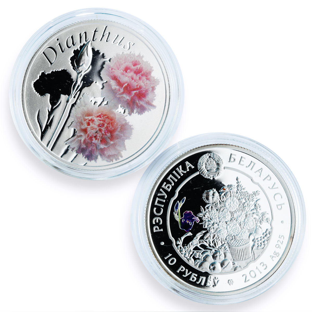 Belarus set of 10 coins Under the Charm of Flowers colored silver coins 2013