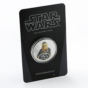Niue 1 dollar Star Wars series Chewbacca silverplated coin 2011