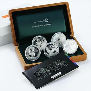 New Zealand set of 5 coins Giants of New Zealand Fauna proof silver coins 2009