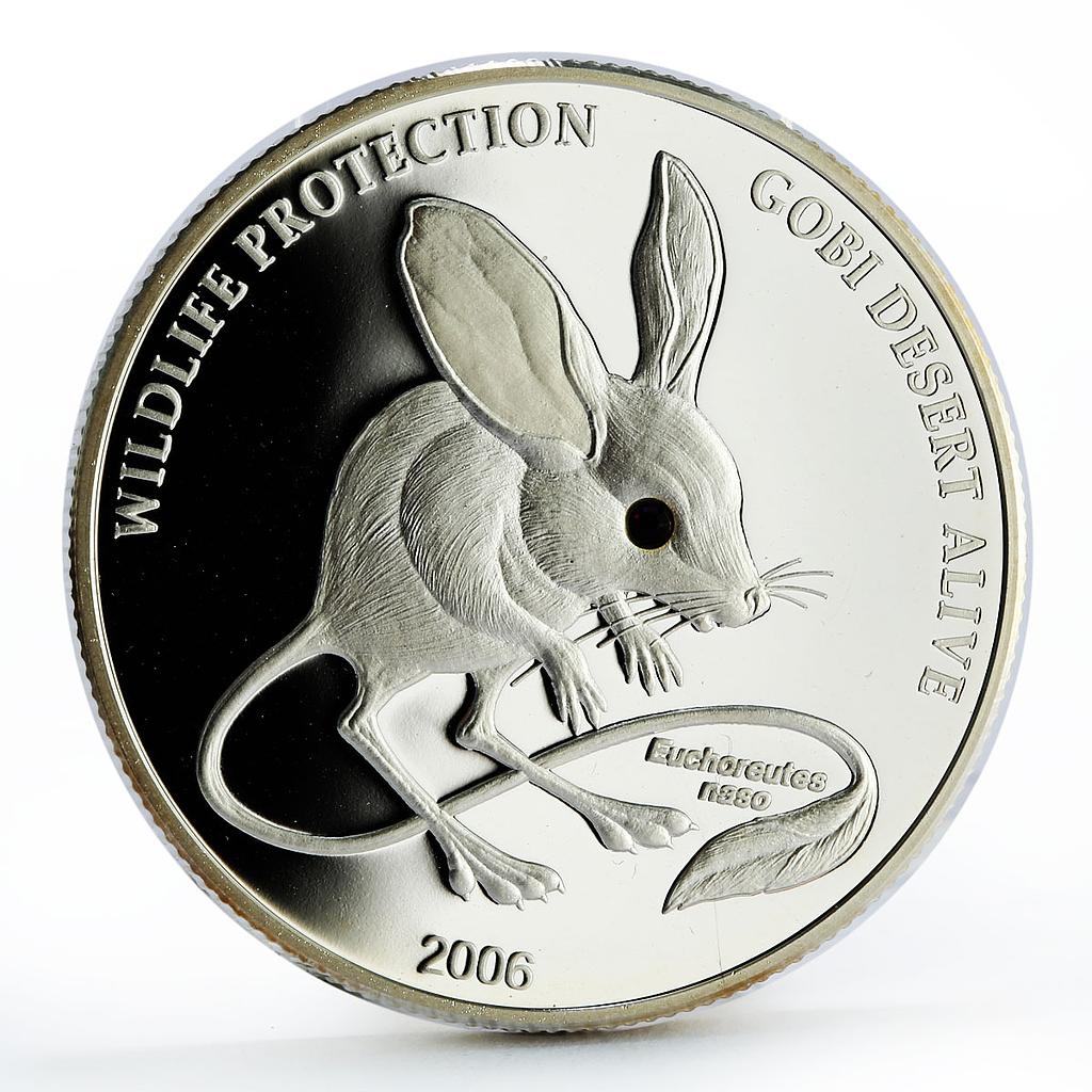 Mongolia 500 togrog Wildlife Protection series Jerboa proof silver coin 2006