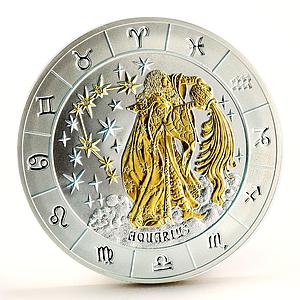 Rwanda 1000 francs 2009 Zodiac Pisces Gold Silver 3 oz diamonds  COA 