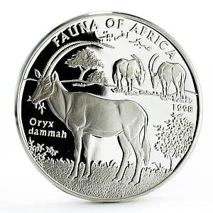 Somali 10000 shillings Endangered African Fauna Oryx Dammah silver coin 1998