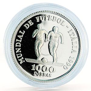 Sao Tome and Principe 1000 dobras Football World Cup in Italy silver coin 1990