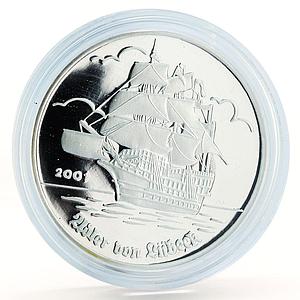 Togo 1000 francs Adler von Lubeck German Sailing Ship proof silver coin 2001