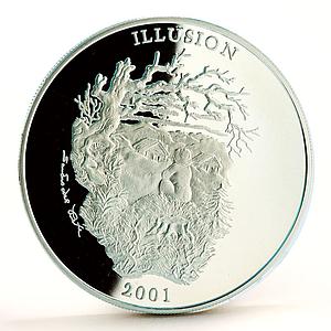 Uganda 2000 shillings Illusion Spirit Of Mountain proof silver coin 2001