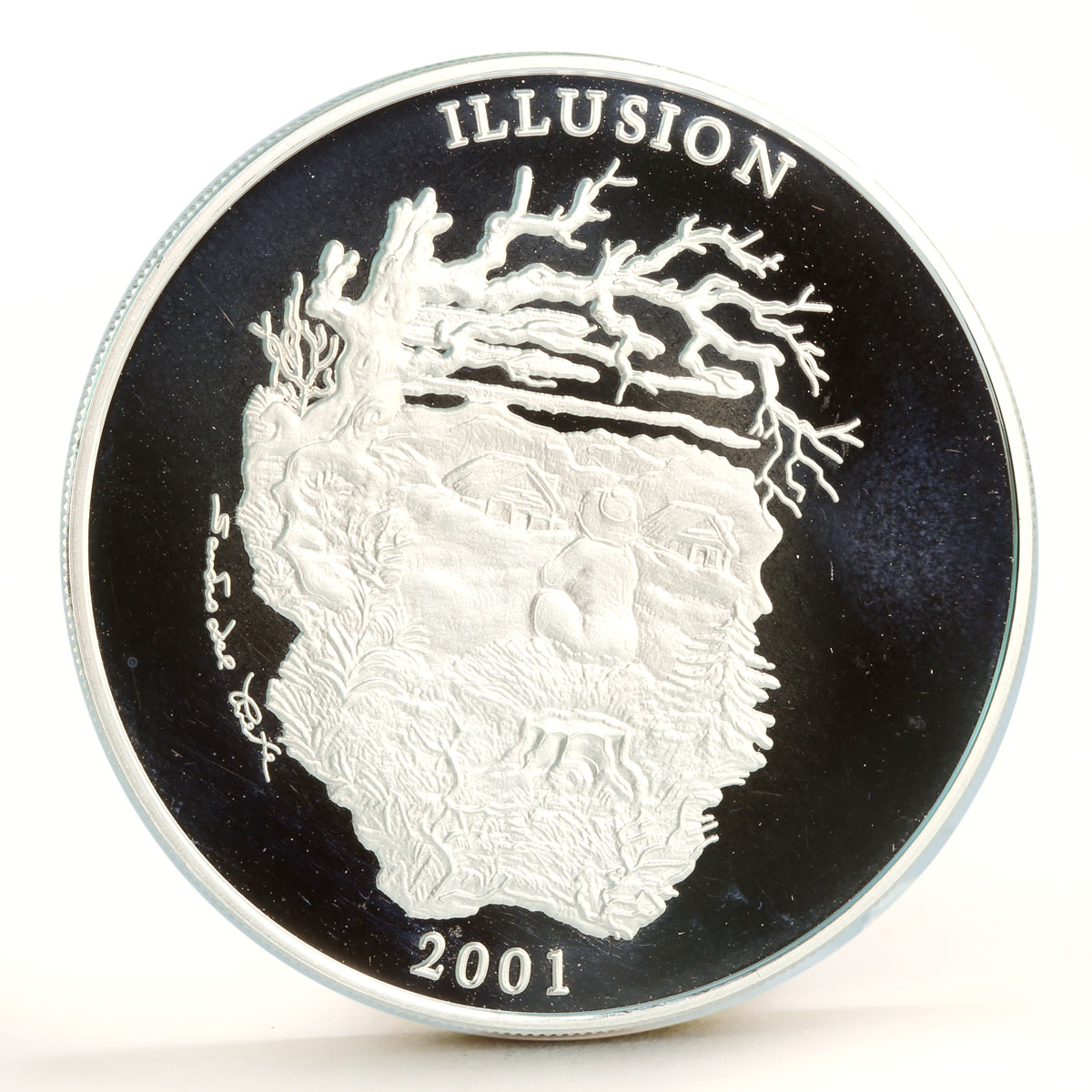 Uganda 2000 shillings Illusion Spirit Of the Mountain proof silver coin 2001