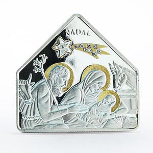 Andorra 10 diners Joseph and Maria Jesus Birth Christmas Star silver coin 2007