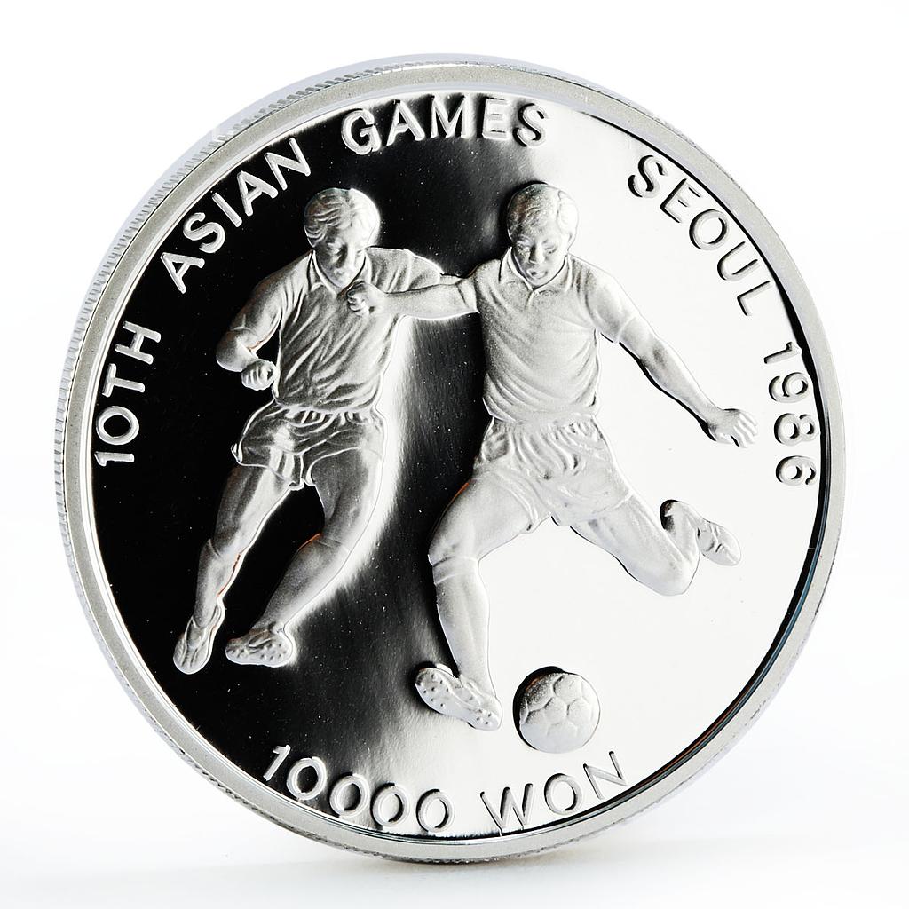 Korea 10000 won 10th Seoul Asian Games series Football proof silver coin 1986