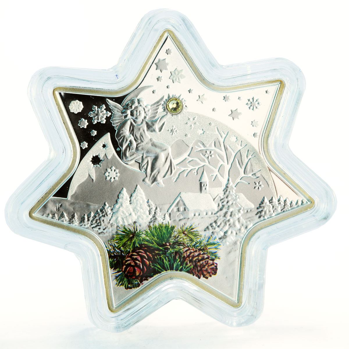 Niue Island 2 dollars Christmas Star unique shape proof silver coin 2012