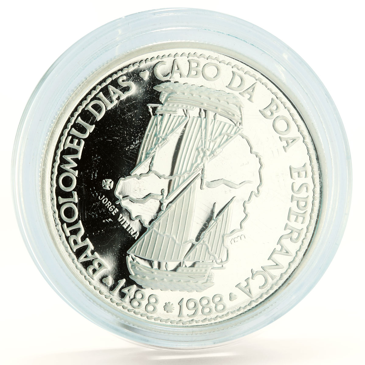 Portugal 100 escudos Bartolomeu Dias Ship Circumnavigation silver coin 1988