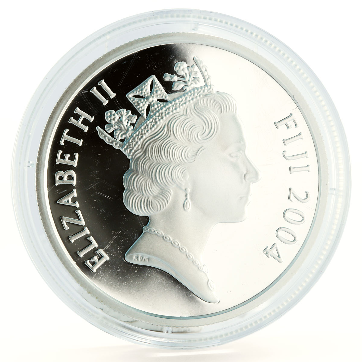 Fiji 10 dollars Falcon Sir Walter Raleigh Sailing Ship proof silver coin 2004