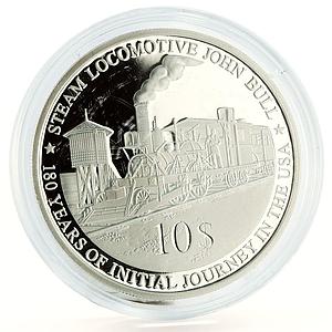 Fiji 1 dollar John Bull Steam Locomotive Train Railway proof silver coin 2010