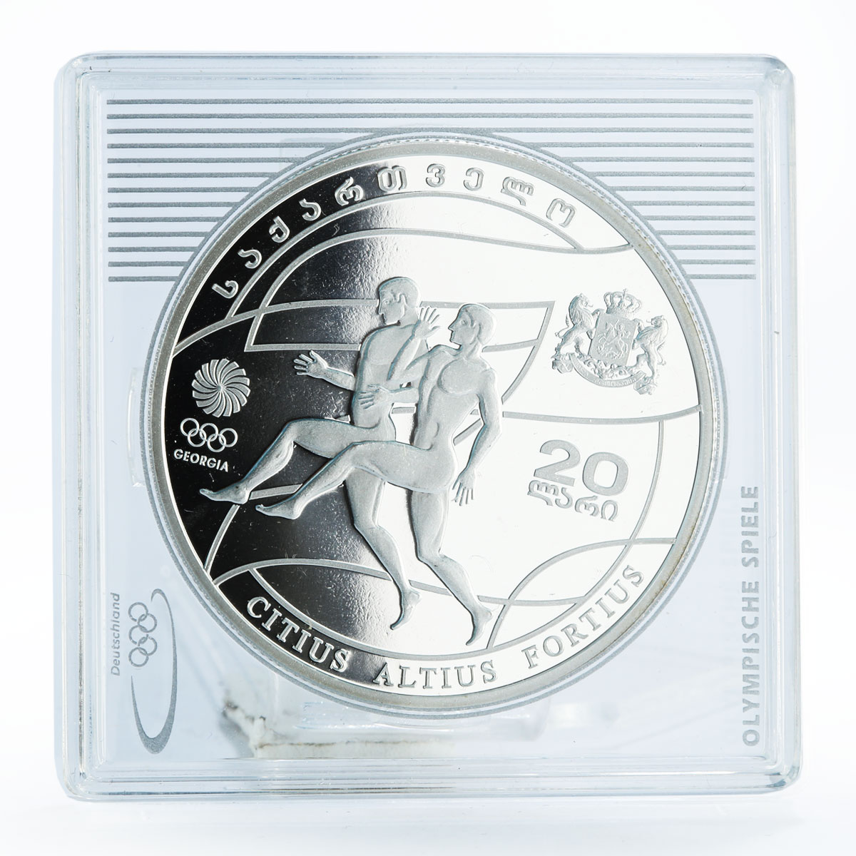 Georgia 20 lari Beijing Olympic Games series Runners proof silver coin 2008