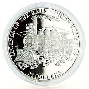 Liberia 20 dollars Trains Railway Locomotive Union Pacific 119 silver coin 2001