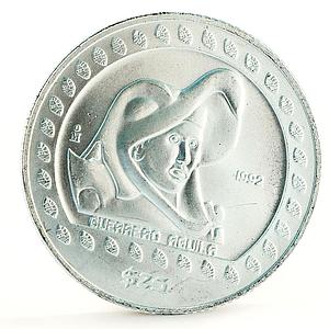 Mexico 25 pesos Guererro Aguila Eagle Warrior silver coin 1992