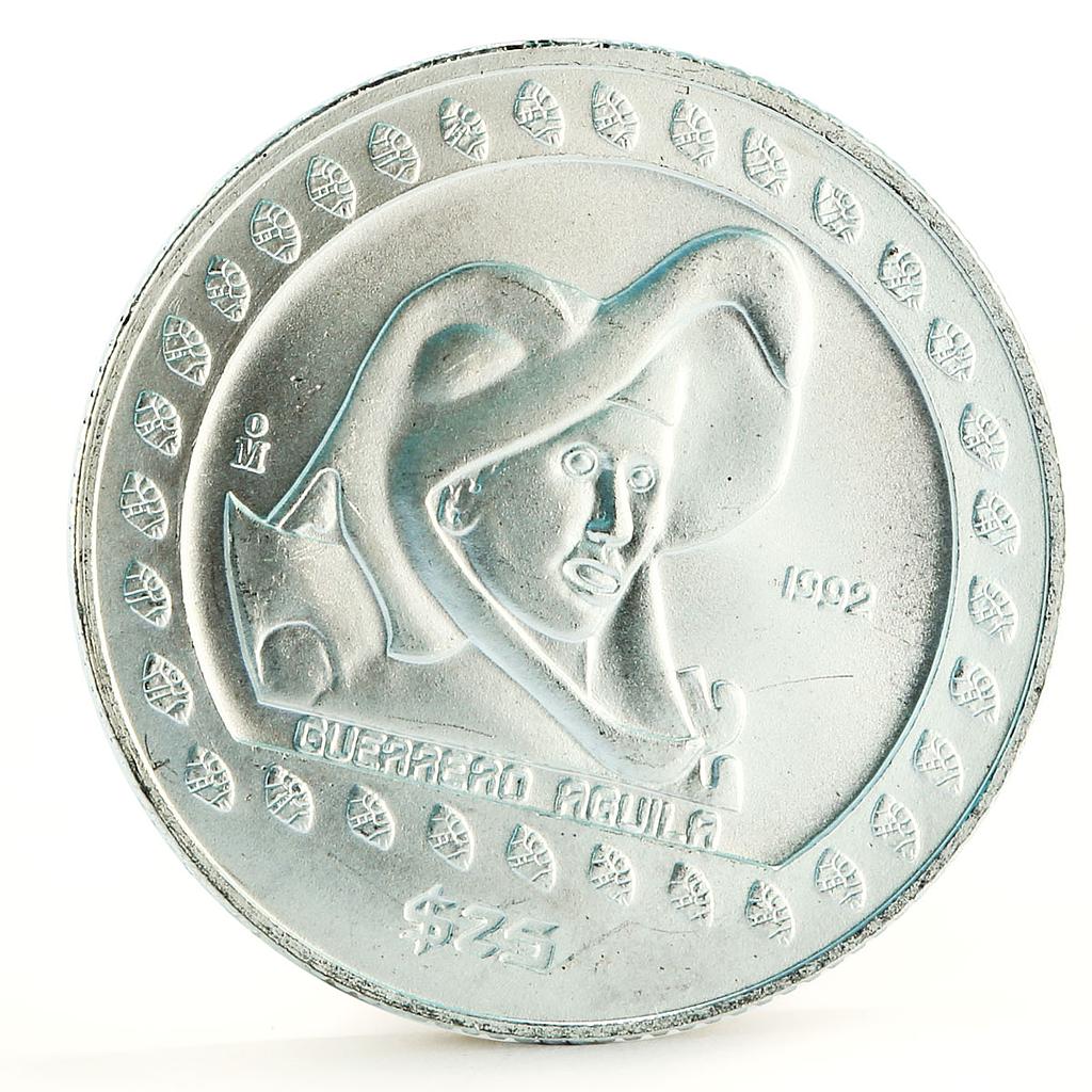Mexico 25 pesos Guererro Aguila Eagle Warrior silver coin 1992