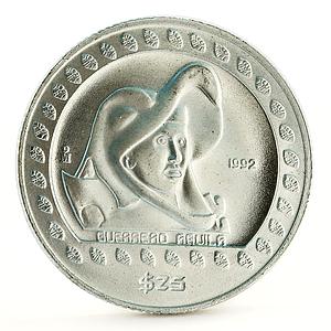 Mexico 25 pesos Guererro Aguila Eagle Warrior silver coin 1992