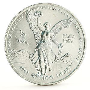 Mexico 1/2 onza Libertad Angel of Independence silver coin 1991