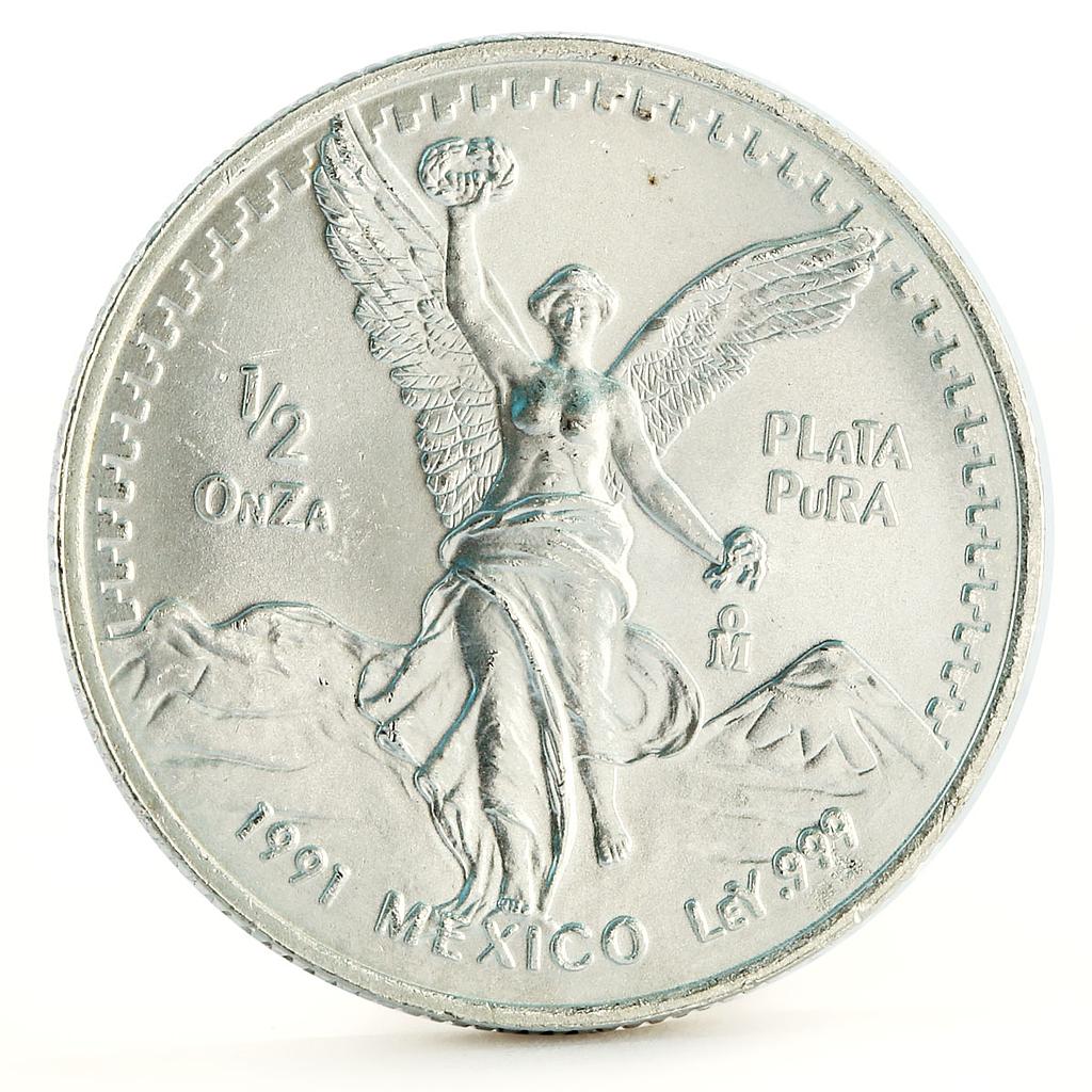 Mexico 1/2 onza Libertad Angel of Independence silver coin 1991
