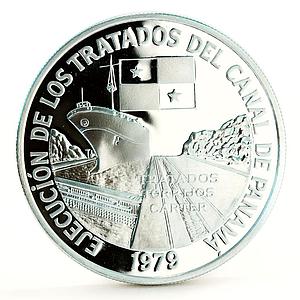 Panama 10 balboas Canal Treaty Ship proof silver coin 1979