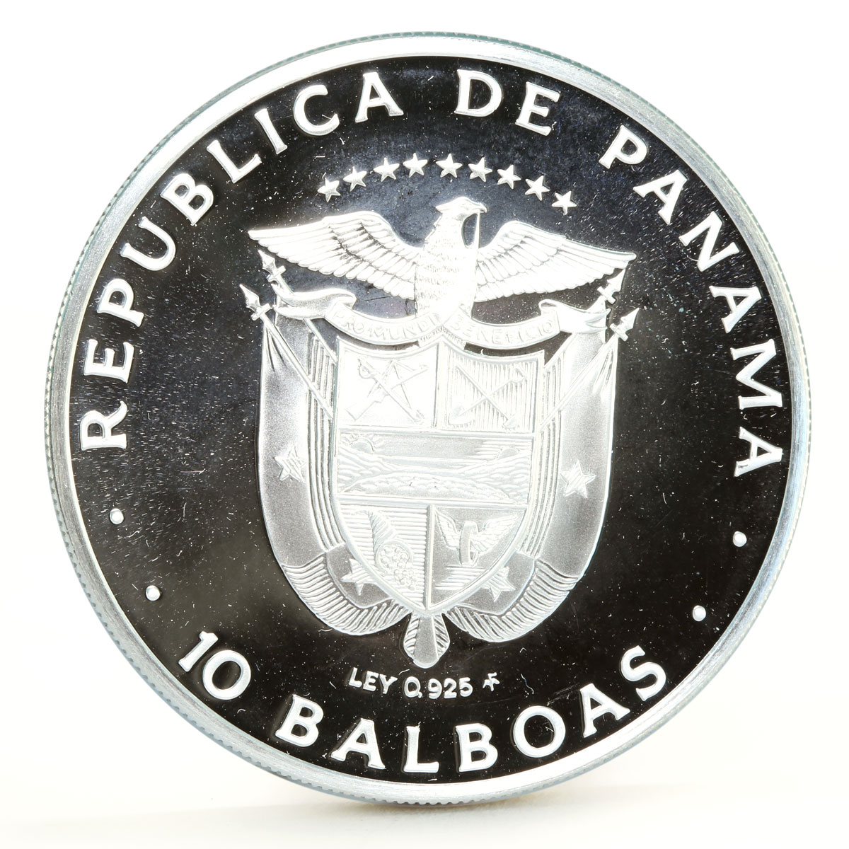 Panama 10 balboas Canal Treaty Ship proof silver coin 1979