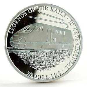 Liberia 20 dollars Trains Railway Locomotive 1C Experimental silver coin 2001