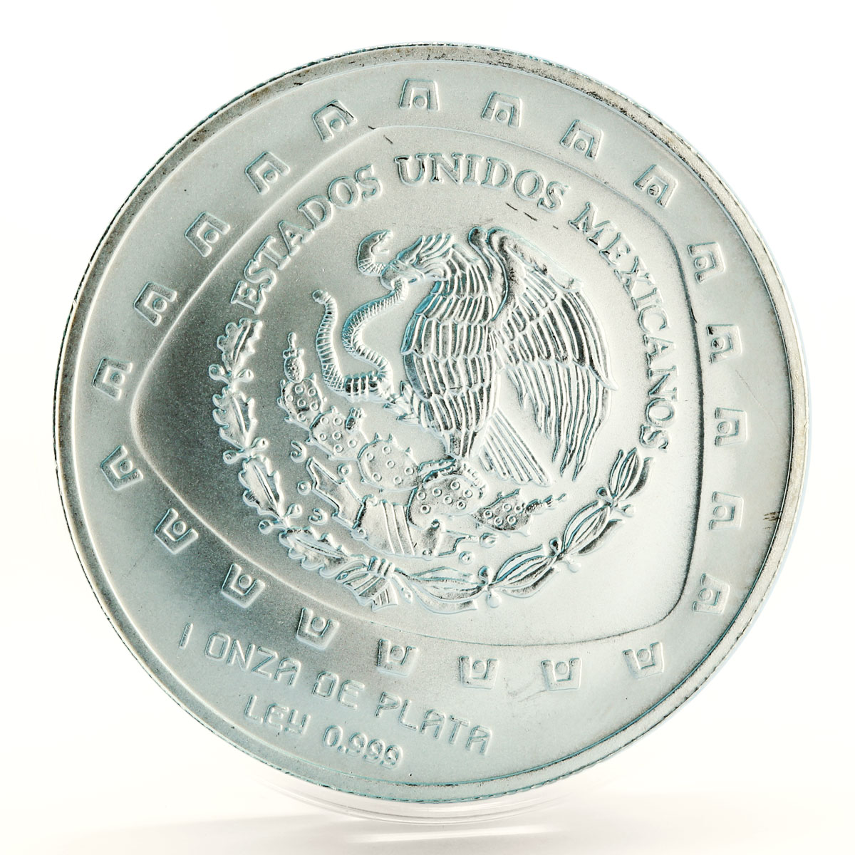 Mexico 5 pesos Serpiente con Craneo Snake Skull silver coin 1998