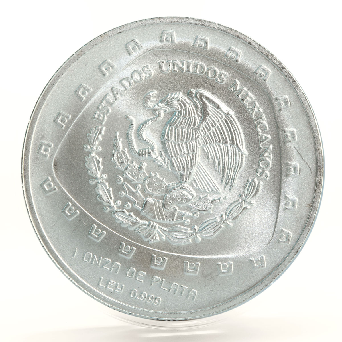 Mexico 5 pesos Serpiente con Craneo Snake Skull silver coin 1998