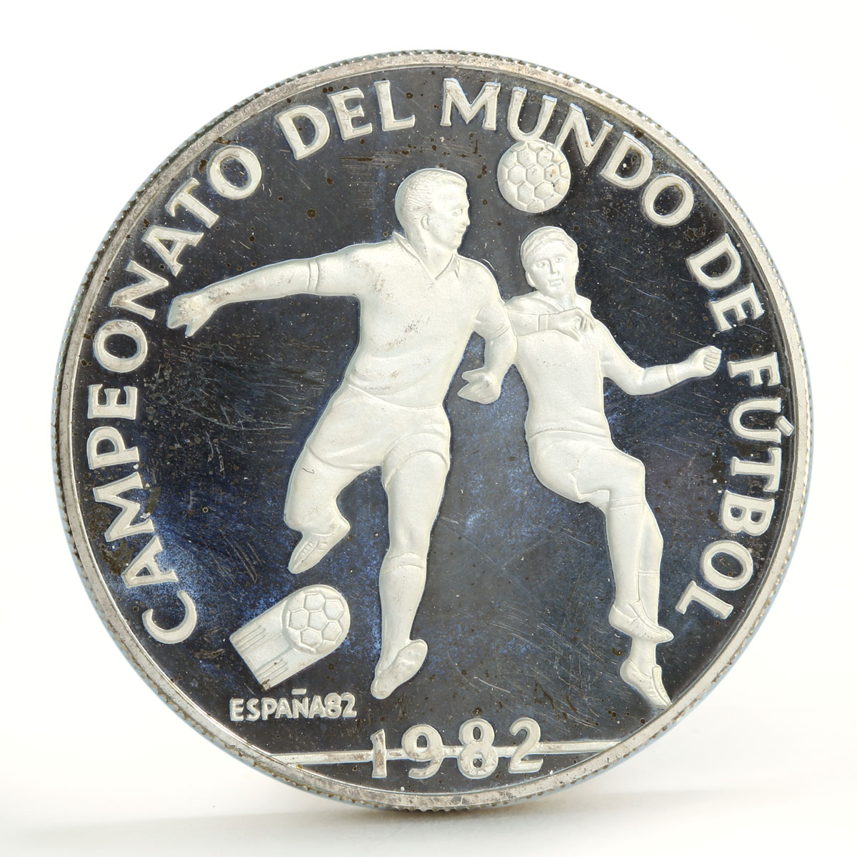 Panama 10 balboas Football World Cup in Spain Two Players proof silver coin 1982