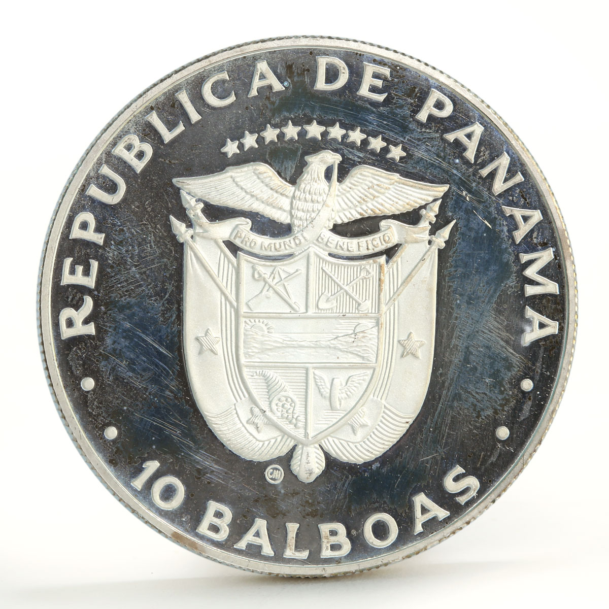 Panama 10 balboas Football World Cup in Spain Two Players proof silver coin 1982