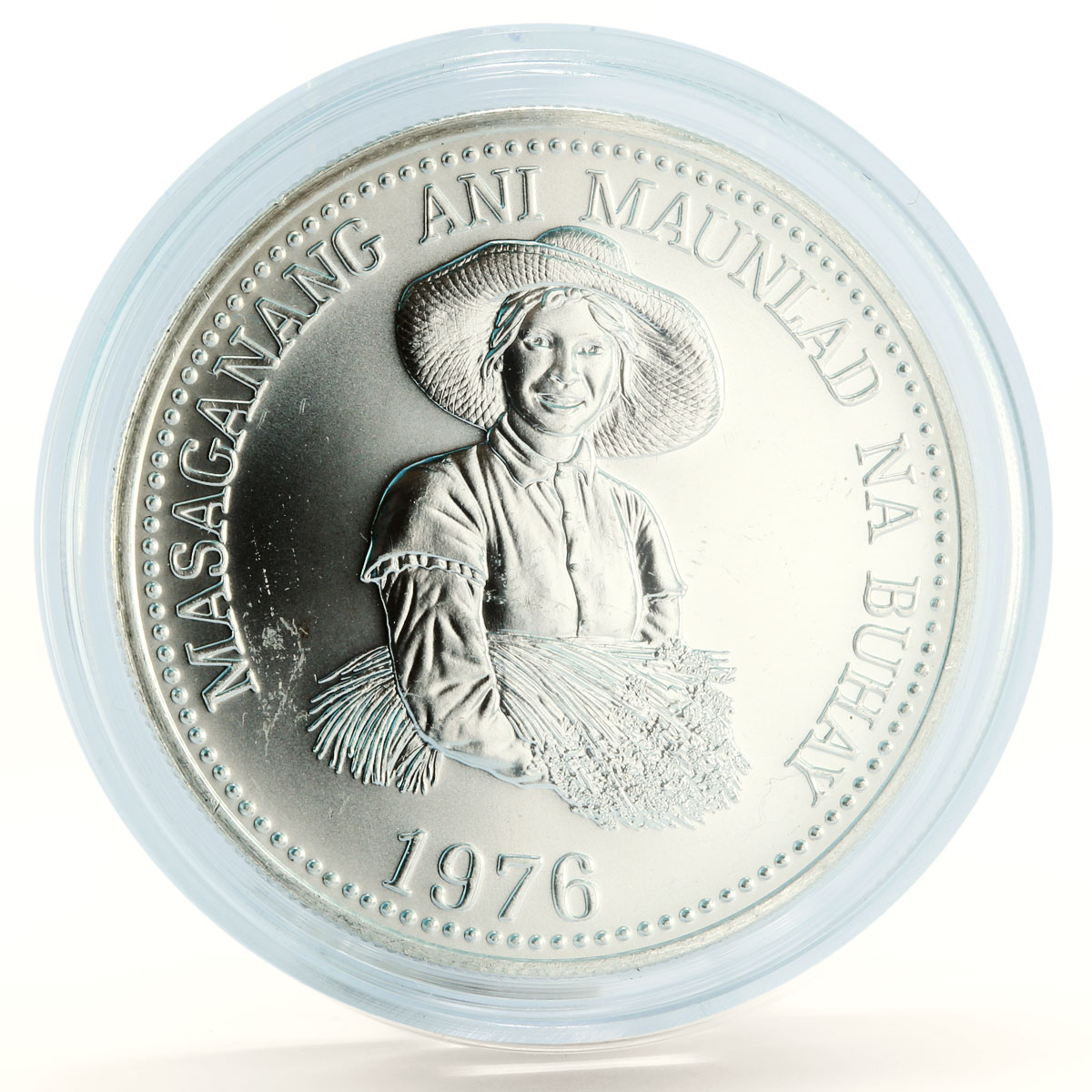 Philippines 25 piso Woman Holding Grain silver coin 1976