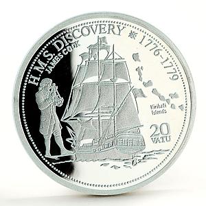 Vanuatu 20 vatu HMS Discovery James Cook Ship Clipper silver coin 2009