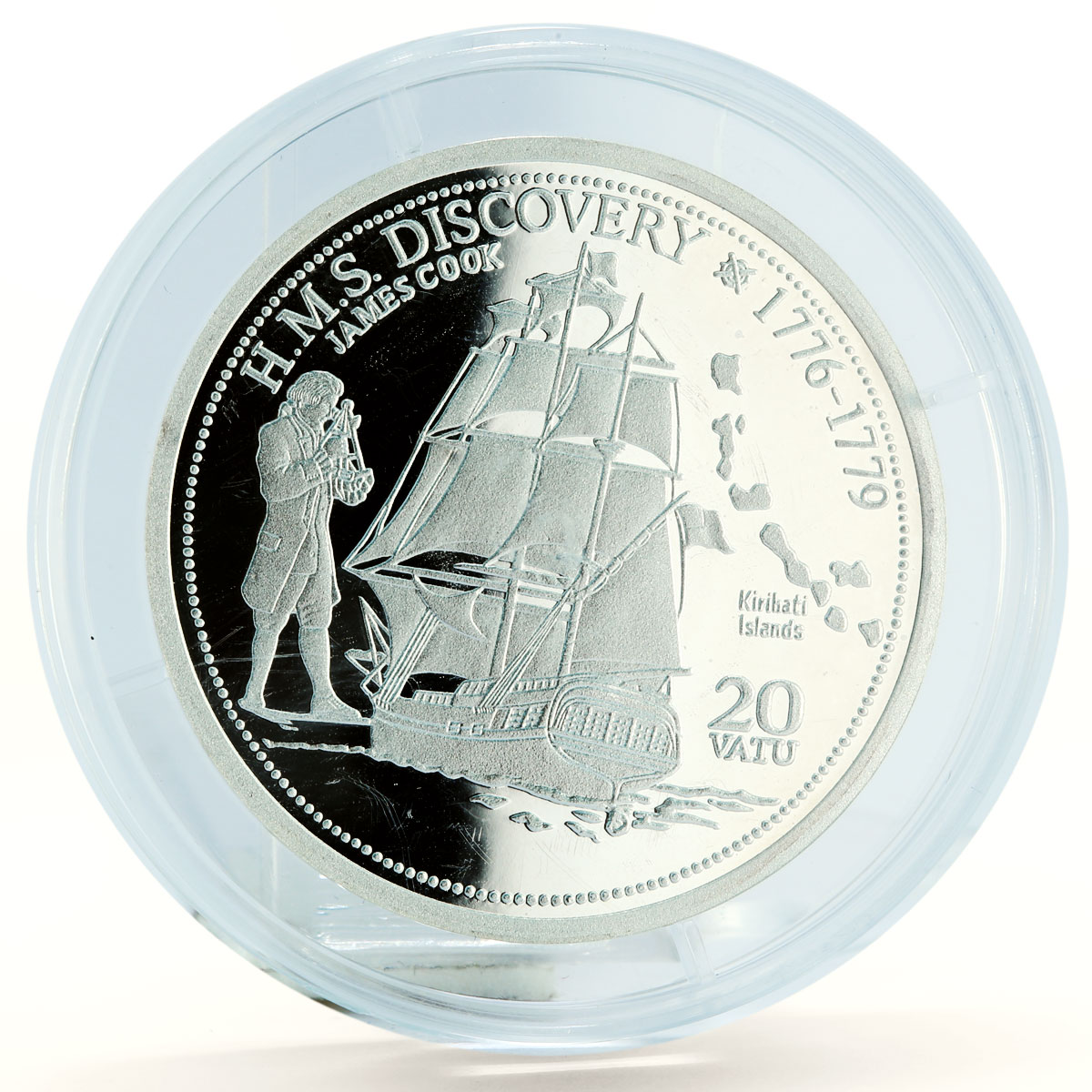 Vanuatu 20 vatu HMS Discovery James Cook Ship Clipper silver coin 2009