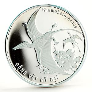 Vietnam 100 dong Dinosaurus Pterodactyl Rhamphorhynchus Reptile silver coin 1993