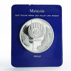 Malaysia 25 ringgit 25th Anniversary of Employee Provident Fund silver coin 1976