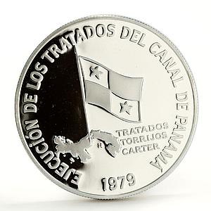 Panama 5 balboas Panama Canal Treaty Implementation silver coin 1979