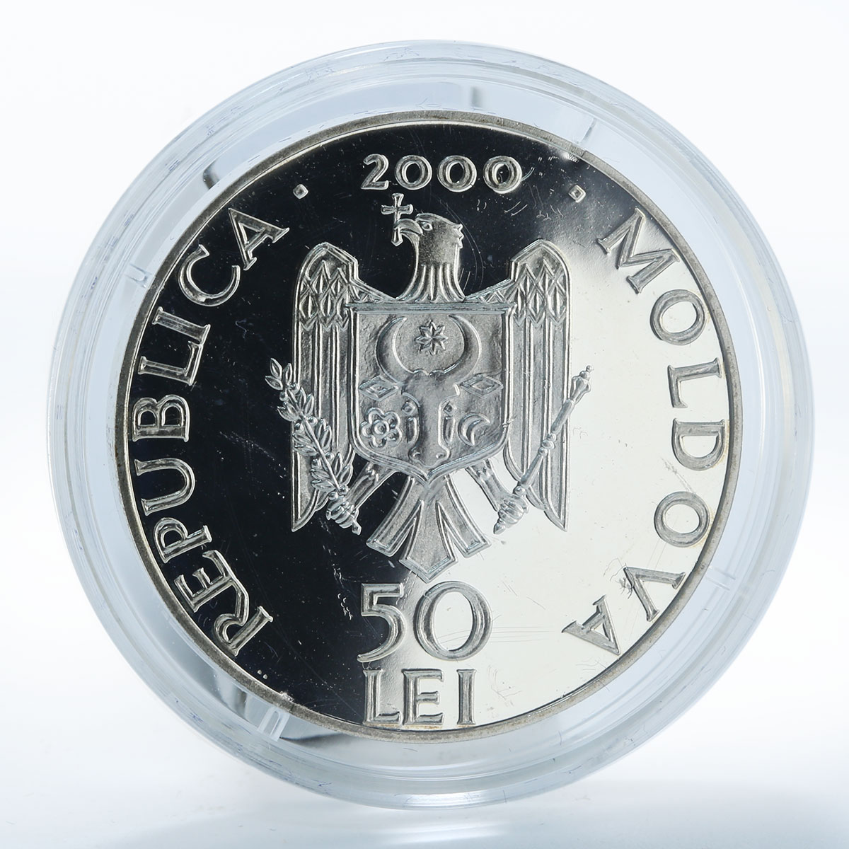 Moldova 50 lei Tabara monastery church proof coin 2000