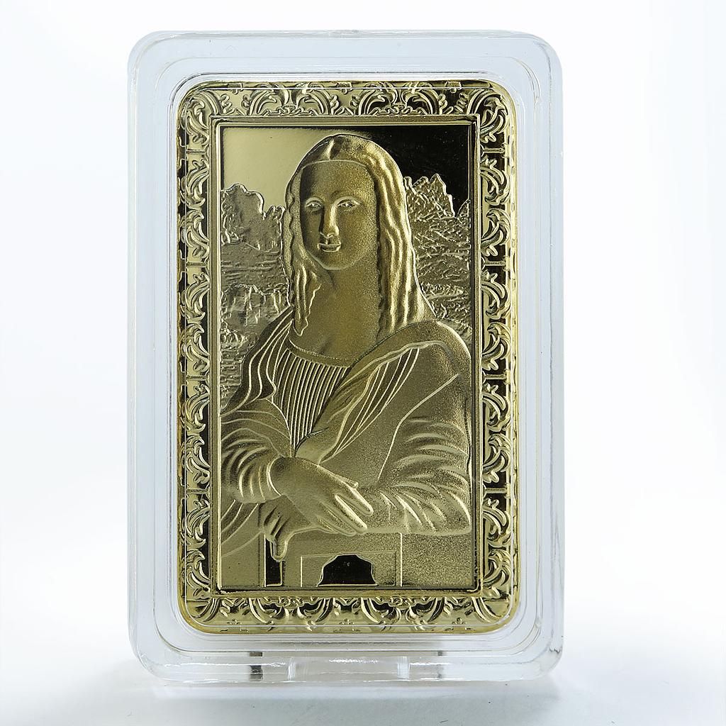 Mona Lisa Da Vinci Picture Gold Plated bar Commemorative