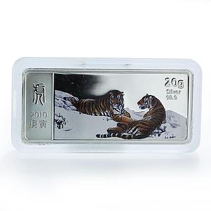 Liberia 5 dollars Lunar Calendar series Year of the Tiger silver coin 2010